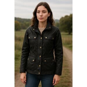 J.Crew Waxed Cotton Field Jacket – Black with Gold Hardware– Women’s XS
